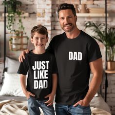 "Father and Son Matching Shirts, Birthday Gift For Dad From Son, Fathers Day gifts From Kids Fathers Day Gift, Father Son Welcome to Authentic Tee! Discover  your  dream style in our store, where we offer unique designs through DTF printing on high-quality apparel. Our soft and comfortable shirts are printed, pressed and shipped to you from our boutique. Enjoy your shopping!🛍️ ✔️Please make sure you check our size cards before you place your order. ✔️Please send me a message for all your questi Father's Day Personalized Matching T-shirt, Father's Day Gift Tops With Letter Print, Black T-shirt For Father's Day Birthday Gift, Black T-shirt For Birthday And Father's Day, Black T-shirt For Birthday Gift On Father's Day, Matching Letter Print T-shirt As Gift, Matching Letter Print T-shirt Gift, Letter Print T-shirt For Gifts, Letter Print T-shirt As Gift