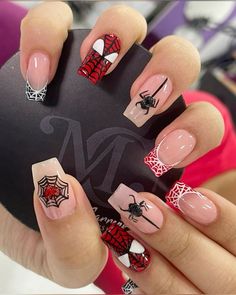 Marvel Nails, Scene Pfp, Halloween Nails Easy, Band Nails, Fake Nails Designs, Cute Simple Nails, Summery Nails, Girly Acrylic Nails, Really Cute Nails