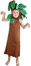 a little boy dressed in a costume with leaves on it's head and arms