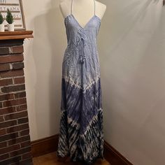 Sexy Backless Maxi Dress In Tie Dye Blue. Nwt, Size M. 58” Long From Neck, Which Is Adjustable With The Tie In The Back. 17” Across, Elastic And Very Comfortable. Casual Blue Backless Maxi Dress, Blue Cotton Maxi Dress With Tie Back, Blue Tie Back Dress For Beach Cover-up, Blue Tie-back Dress For Beach Cover-up, Blue Tie-back Dress For Beach, Blue Tie Back Dress For Beach, Blue Bohemian Backless Sundress, Bohemian Blue Backless Sundress, Blue Maxi Dress For Beach