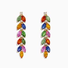 Effy Watercolor 14K Yellow Gold Multi Sapphrie and Diamond Drop Earrings Multicolor 17 Jewel Earrings For Party, Sea Stars, Multi Sapphire, Sea Star, Effy Jewelry, Diamond Drop Earrings, Diamond Drops, Vivid Color, Sapphire