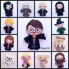 many harry potter dolls are shown in different styles and sizes, all with their own characters