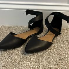 A Shown, Never Worn With Stickers Still On The Bottle. Size 5.5 Women’s From Shein Black Ankle Strap Flats With Medium Width, Black Ankle Strap Flats Medium Width, Black Ankle Strap Flats With Buckle Closure, Black Casual Flats With Buckle Closure, Casual Black Flats With Buckle Closure, Black Ankle Strap Flats In Synthetic Material, Chunky Loafer, Shein Shoes, Strap Flats