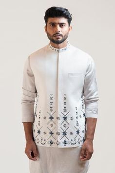 Shop for Paarsh Beige Linen Satin Embroidered Nehru Jacket for Men Online at Aza Fashions Luxury Designer Nehru Jacket, India Fashion Men, Indian Wedding Clothes For Men, Nehru Jacket For Men, Mens Indian Wear, Wedding Kurta For Men, Groom Dress Men, Indian Groom Wear, Wedding Dresses Men Indian