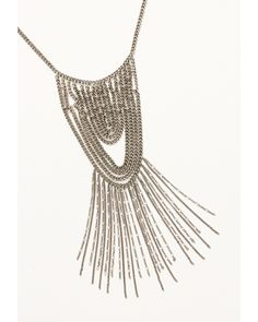 Idyllwind Women's Cantrell Silver Chain Necklace, Silver Long Silver Chain Necklace, Delicate Metal Chain Necklace For Party, Delicate Chain Metal Necklace For Party, Party Necklace With Delicate Metal Chain, Delicate Dangle Chain Necklace For Party, Metal Chain Bib Necklaces, Bohemian Metal Clavicle Chain Necklace, Metal Chain Link Layered Necklace, Metal Dangle Necklaces With Chain Detail