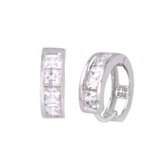 Huggie Earrings Hinged Hoops 925 Sterling Silver CZ Snap Closure 14mm x 5mm - Jewelryland.com Affordable Earrings, Fashion Jewelry Earrings, Huggie Earrings, 925 Sterling Silver Earrings, Cz Stone, Huggies Earrings, Fashion Watches, Snap Closure, Sterling Silver Earrings