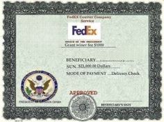 a certificate issued to the fedex company