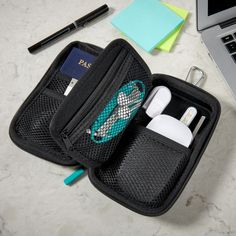 Finally! The perfect travel companion. Organize small electronics, cords, and accessories—this case even fits a passport! Tech Storage, Dream Bags, The Container Store, Small Organization, Container Store, Travel Storage, Functional Accessories, Travel Organization, Toiletry Bags