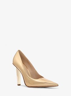 These Halle pumps are crafted from metallic leather in a minimal silhouette that renders them timeless. The stiletto heel and classic silhouette flatter the foot, lengthen the look of the leg and add instant height. Reach for them to see you through a season of dinners, parties, and everything in between. Modern Gold Heels With Almond Toe, Sleek Gold Heels, Chic Metallic Heels With 4-inch Heel, Metallic Heels With Deep Heel Cup For Formal Occasions, Metallic Heels With Metal Feet For Formal Occasions, Chic Metallic Heels With Wrapped Heel, Modern Metallic Heels With 4-inch Heel, Elegant Metallic High Heel Shoes, Modern Metallic Heels For Formal Occasions