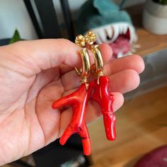 Gorgeous Beck Jewels Earring Purchased As Part Of A Charity Auction A Few Years Ago. Because I'm A Dumdum I Dropped The One On The Right Instantly After Buying It (It Broke) And Repaired It With Super Glue. The Glue Is Visible But Maybe That Doesn't Bother You Or You Can Repair It Better Than Me? Looks Pretty Good Still! Red Coral, Pearl, And Gold. Selling The Undamaged One As A Single Earring In A Separate Listing -- Check It Out! Charity Auction, Jeweled Earrings, Coral Earrings, Super Glue, Single Earring, Earrings Color, Red Coral, Beck, Pretty Good