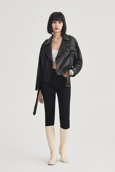 Dive into vintage allure with our cropped leather biker jacket. Designed from supple lambskin with tailored details for a contemporary yet classic finish. Retro Shades, Motorcycle Style, Classic Motorcycles, Leather Biker Jacket, Collar Designs, Fit Style, Biker Jacket, Daily Outfits, Fashion Statement