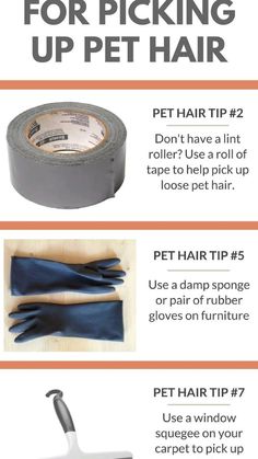 a poster with instructions on how to use tape for pet hair and grooming products