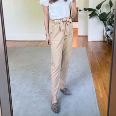 From Work To Play. The Deets: Paperbag Linen Blend High-Waist Pocketed Pants | Size S | Color: Tan /Neutral Flax Tone | Active Usa Brand | Uber Flattering Elasticized Paperbag Waist + Removable 1.5” Self-Tie Belt + Front & Back Pockets + A Cuffed Ankle Hem | I Am A 34|26|35 & These Fit Lovely | Material: 41% Linen + 23% Rayon + 6% Cotton | Note: Cover Photo Is For Style & Fit Reference Only - See All Other Pictures For Actual Item | Contact For Questions | No Trades Or Lowball Offers Pls Trendy Casual Paperbag Waist Belted Pants, Chic Paperbag Waist Pants For Work, Chic Paperbag Waist Pants For Business Casual, Paperbag Waist Pants With Tie For Workwear, Chic Business Casual Paperbag Waist Pants, Casual Paperbag Waist Bottoms For Business Casual, Chic Paperbag Waist Bottoms For Office, Chic Paperbag Waist Bottoms For Workwear, Business Casual Paperbag Waist Pants For Spring