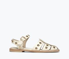 SERA FISHERMAN SANDAL Dove White, Freda Salvador, Heel Caps, Studded Leather, Tailored Pants, Heeled Loafers, Rubber Heels, Flowy Dress, Boots For Sale