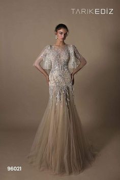 Gaun Tulle, Tarik Ediz Dresses, Tulle Embroidery, Tarik Ediz, Diamond Dress, Dress Idea, Trumpet Gown, Couture Dress, Evening Dresses For Weddings