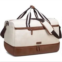 New Canvas Carry On Duffel Bag Overnight Bag With Shoe Compartment - Beige Men's Boutique, Bag With Shoe Compartment, Canvas Duffel Bag, Travel Duffel Bag, Bag For Travel, Gym Accessories, Travel Duffel, Carry On Luggage, Daily Essentials