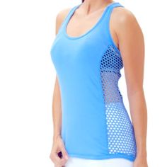 0259 90 Degree By Reflex Impression Mesh-Side Scoop Neck Racerback Tank - Women Color Is Between A Blue And Lilac Mesh Accents On The Sides Lend Breathable Style To This Racerback Tank. Its Modern Design And Spirited Hue Make This Stretchy Tank A Versatile Option For Your Activewear Collection. Self: 88% Polyester / 12% Spandex Contrast: 90% Polyester / 10% Spandex Machine Wash; Tumble Dry Imported New With Tags Questions? Leave A Comment Below! Sports Tops With Mesh Back And Stretch, Blue Stretch Tank Top For Gym, Functional Blue Tank Activewear, Blue Tank Athleisure Activewear, Functional Blue Tank Top, Blue Moisture-wicking Stretch Tank Top, Stretch Tops With Mesh Back For Light Exercise, Breathable Blue Tank Top For Sports, Blue Breathable Tank Top For Sports