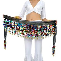 PRICES MAY VARY. Chiffon + 88 Gold Coins+2 Layers Beautiful Round Sequins. It's heavy because of all the lovely sequins Plus-sized hip scarf for belly dance. Waist Chain measures 63 inch (160cm) length which fits slim to 35 inch (90cm)waists. Fit for most women girls Decorate with 88 Gold Coins and 2 layers sequins. It's super noisy, which is great for your belly dance classes, gym class! or stage performance etc. Easy to match Halloween costume It's beautiful and not lacking on color and shine Belly Dance Hip Scarf, Belly Dance Bra, Belly Dancer Costumes, Dance Bras, Matching Halloween Costumes, Hip Scarf, Dancer Costume, Hip Scarves, Belly Dance Costume