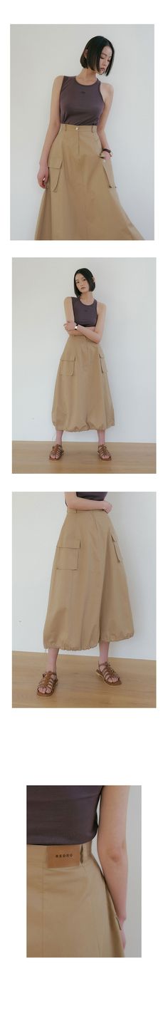 Designer fashion, Seoul-fully created | W Concept Summer Khaki Cargo Skirt, Spring Cotton Khaki Skirt, Khaki Midi Skirt For Summer, Spring Khaki Cotton Skirt, Summer Wide Leg Cargo Skirt With Pockets, Flowy Khaki Summer Skirt, Summer Khaki Flowy Skirt, Khaki Cotton Pleated Skirt, Khaki Knee-length Summer Skirt