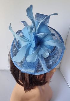 Sky Blue,Sky Blue Colour Round Fascinator With Flower Headband and Clip Wedding Hat,Royal Ascot Ladies Day Size: approx  21cm x 21cm Material:- sinamay,Feathers Note :- I can't accept return.. Thanks                                                          Customer's returns fascinator or other items  to me so shop will deduct shipping cost from refund  Which shipping cost shop will pay or paid for customer orders  Thank you Blue Headpieces For Spring Weddings, Blue Adjustable Headband Costume Hat, Adjustable Blue Headband Costume Hat, Adjustable Blue Costume Headband, Blue Adjustable Fascinator For Summer, Adjustable Blue Fascinator For Summer, Blue Spring Fascinator For Formal Occasions, Blue Spring Formal Fascinator, Spring Blue Formal Fascinator