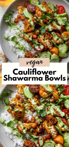 Cauliflower Shawarma Bowls Gluten Free Bowls, Green Tahini, Plat Vegan, Plats Healthy, Vegan Cauliflower, Crispy Chickpeas, Tasty Vegetarian Recipes, Tahini Sauce, Vegetarian Dinners