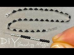 beading magic how to make a necklace with black beads and silver beads - youtube