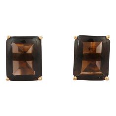 This is part of Chairish’s Fine Jewelry assortment.  Studs create a subtle beauty while showcasing the colors of the natural precious gemstones.  Octagon cut brown smoky quartz studs in 14K gold. Embrace your look with these minimal stunning pair of earrings suitable for any occasion to complete your outfit.  PRODUCT DETAILS :-  > Material - 14K Solid Yellow Gold > Gemstone - Smoky quartz  > Gemstone Weight - 2.54 ct > Gemstone pcs - 2 > Gemstone shape - Octagon  > Gemstone size -  6 x 6 mm  > Gross Weight - 2.11 Grm > Setting - Prong setting Classic Brown Rectangular Jewelry, Timeless Rectangular Brown Jewelry, Brown Smoky Quartz Gemstone Jewelry, Smoky Quartz Gemstone Jewelry, Classic Smoky Quartz Jewelry For Formal Occasions, Formal 14k Gold Brown Jewelry, Elegant 14k Brown Gold Jewelry, Art Deco Boho, Subtle Beauty