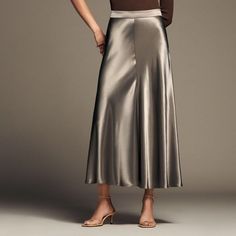 Beautiful And Timeless Satin Effect Midi Skirt By Zara In Size Medium In Taupe 100% Viscose Fabric Is Soft And Shiny Giving The Skirt An Elegant Appearance. Skirt Contains Side Zipper Enclosure Versatile And Can Be Dressed Up Or Down. Wear With A T-Shirt Or Tank And Sandals. Or Dress Up For A Party Or Night Out. Measurements: Waist: 28-29" Length: 37" Ships From Smoke And Pet Free Home. Elegant Full Length Summer Skirt, Elegant Full-length Spring Skirt, Elegant Full-length Skirt For Spring, Elegant Full Length Skirt For Spring, Elegant Full Length Spring Skirt, Elegant Skirted Satin Bottoms, Zara Long Pleated Skirt, Classic Full Length Skirt For Spring, Zara Formal Skirt For Spring