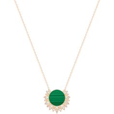 Piaget Sunlight pendant in 18K rose gold set with a malachite (approx. 2.30 cts) and 28 brilliant-cut diamonds (approx. 0.17 ct).  Please note that the carat weight, number of stones and product dimensions will vary based on the size of the creation you order. For detailed information please contact us. Piaget Rose, Gold Set, Brilliant Cut Diamond, 18k Rose Gold, Diamond Pendant, Luxury Jewelry, Diamonds, Rose Gold, Necklaces