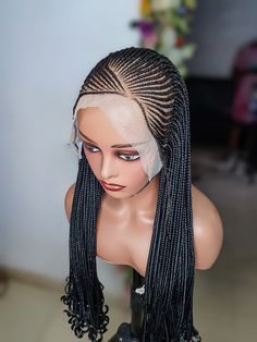 Box Braid Wig, Long Cornrow Braid Wig, Ghana Weave Lace Front Braided  Wig, Braid Wig, Braid Wig For Black Women NEED OTHER STYLES AND COLORS OF BRAIDED WIGS AND AFRICAN BRIDAL ACCESSORIES LIKE HEADWRAPS AND CORAL BEAD SETS VISIT OUR SHOP HERE: https://sereneafrica.etsy.com/ DETAILS   *Lace frontal wig. *Comes with an elastic band for securing. *Lenght: 22 inches This stunning long cornrow braid wig is inspired by traditional Ghana weave braids. Handcrafted with care and attention to detail, thi Braided Ghana Weaving Wig, Ghana Weaving Styles, Weave Braids, Micro Braids Hairstyles, Braid Wigs, Cornrow Braids, Front Braids, Braid Wig, Wig For Black Women