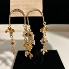 Anthropologie Floral Double-Drop Earrings Nwt Floral Double-Drop Earrings * Plated Brass, Crystal * Post Styling * Imported Dimensions * 3.75"L, 1.5"W Spring Pearl Drop Gold Jewelry, Spring Gold Jewelry With Pearl Drop, Elegant Spring Chandelier Earrings, Elegant Spring Jewelry With Dangle Shape, Elegant Spring Dangle Jewelry, Spring Pearl Drop Gold Earrings, Spring Gold Pearl Drop Earrings, Gold Pearl Drop Earrings For Spring, Elegant Teardrop Earrings For Spring