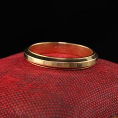 Beautiful Antique Art Deco 14K Yellow Gold Engraved Wedding Band - Size 5 1/2. This gorgeous pristine wedding band is a new old stock ring that has never been worn before. It has survived 100+ years in a safe and just recently discovered. It is truly a remarkable find! Item #R0639Metal: 14K Yellow GoldWeight: 2.3 GramsRing Size: 5 1/2*Unfortunately this ring cannot be sized.Measurements: 3 mm widthLayaway: For your convenience, we will be happy to provide layaway payment options. Please contact Gold Engraved Wedding Band, Engraved Wedding Band, Diamond Half Eternity Band, Watch Cufflinks, Wedding Band Engraving, Engraved Wedding, Half Eternity Band, Gold Engraving, Antique Art Deco