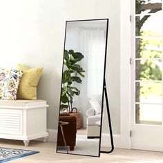 PRICES MAY VARY. 80% Glass,20% Aluminum ★【SPECIFICATION】The size of the floor mirror is 44"x16". ★【DURABLE ALLOY FRAME】The frame is made of corrosion-resistant aluminum alloy material. Rectangular vertical frame, simple and precise in design, available in a variety of colors to add a beautiful and elegant look to your room. ★【 EXPLOSION-PROOF HD GLASS】Anti-splash explosion-proof film, anti-shatter - broken glass will not be splashed even if it is impacted by external force, which is safer and mo Black Full Length Mirror, Leaning Against Wall, Full Length Mirror Wall, Full Body Mirror, Body Mirror, Dressing Mirror, Manhattan Comfort, Length Mirror, Standing Mirror