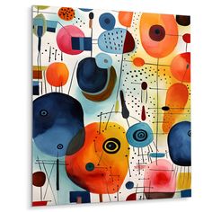 an abstract painting with many different colors and shapes on the canvas, it is easy to put