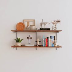 Wall Mounted Shelving Units - 2 Shelf Wood Wall Shelves Plants, Office Wall Shelves, Shelves Plants, Wall Mounted Shelving Unit, Wall Mounted Shelving, Ceiling Shelves, Clinton Hill, Therapy Office Decor, Shelf Wood