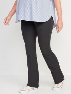 The stretchy profesh pant you love, in a just-right flare.  full-panel waistband faux fly diagonal front pockets faux welt pockets at back panel stretches over the belly fitted through hip and thigh flared leg hits below ankle 32" inseam model is approximately 5'9" and wears a size M (8)Machine wash cold, gentle cycle, line dry. Mid-rise Stretch Pants For Fall, Fall Mid-rise Pants With 4-way Stretch, Fitted Straight Leg Dress Pants With Pull-on Style, Fitted Mid-rise Pull-on Dress Pants, Stretch Flare Pants For Business Casual, Business Casual Stretch Flare Pants, Fitted Straight Leg Leggings With Pockets, Fitted Pull-on Pants With 5-inch Inseam, Fitted Wide-leg Dress Pants With Hip Pockets