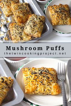 this is an image of mushrom puffs on a plate with the recipe