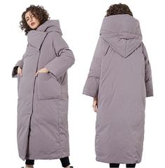 Normcore Women's Fashion Thick Wide Waist Hooded Overcoat Hooded Cotton Puffer Jacket For Cold Weather, Gray Winter Hooded Jacket With Double-lined Hood, Trendy Solid Color Winter Hoodie, Winter Solid Hooded Jacket With Double-lined Hood, Winter Solid Color Hooded Jacket With Double-lined Hood, Gray Hooded Jacket With Fleece Lining For Winter, Winter Solid Color Hooded Jacket With Detachable Hood, Trendy Hooded Outerwear With Double-lined Hood, Hooded Cotton Puffer Jacket With Pockets