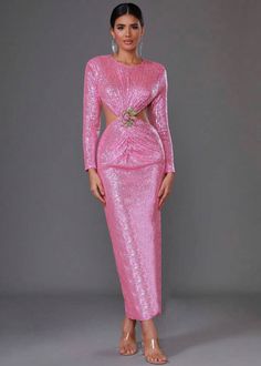 Cut Out Waist Sequin Party Dress – La Fraise Fashion Long Sleeve Sequin Evening Dress For Gala, Long Sleeve Dresses With Contrast Sequin For Gala, Long Sleeve Sequin Gala Dress, Long Sleeve Gala Dress With Contrast Sequin, Spring Prom Sequin Maxi Dress, Glamorous Spring Maxi Sequin Dress, Glamorous Spring Sequin Maxi Dress, Long Sleeve Contrast Sequin Dress For Prom, Chic Long Sleeve Sequin Dress For Wedding