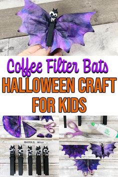 halloween crafts for kids to make with coffee filter bats