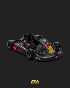 a red bull racing car on a black background