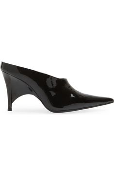 Jeffrey Campbell Vader Pointed Toe Mule | Nordstrom Modern Fitted Mules With 4-inch Heel, Sleek Mules With 4-inch Heel For Night Out, Sleek Almond Toe Mules With 4-inch Heel, Pointed Toe Mules With 4-inch Heel For Night Out, Evening Slip-on Patent Leather Heels, Modern Mules With 4-inch Heel For Night Out, Fitted Mules With Padded Heel For Formal Occasions, Black Glossy Pointed Toe Heels, Black Glossy Heels With Pointed Toe