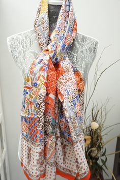 In a signature diaphanous floral print, this super soft Silk Scarf brings easy elegance to anything you wear it with. Big enough to wear as a wrap but fine enough to gather up and wear as a scarf. This tissue-weight scarf is made from a super soft silk blend in a variety of prints. One of a kind, unique individual piece. ** 72”x36” ** Hand Made ** 100% Silk ** Dry Clean only Product Type Premium Silk Scarves Overall 72"x36" Overall Product Weight 0.2 lbs Materials Silk Material Detail 100% Silk Luxury Traditional Handloom Silk Scarf, Silk Throw Pillows, Block Printed Textiles, Silk Scarf Wrap, Polyester Scarf, Weaving Art, Silk Material, Classic Collection, Raw Silk