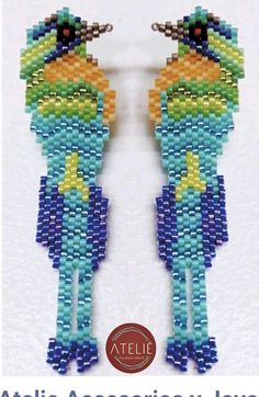 two colorful birds made out of seed beads