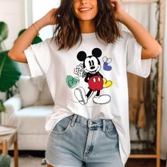 Disney T-Shirt Valentine Day Mickey Mouse T-Shirt   Your everyday style essential. Made with soft, breathable fabrics for comfort all day long. Choose from a variety of designs and colors to showcase your personal style. Perfect for casual outings or layering with other pieces. Versatile, timeless, and a must-have in any wardrobe.Disney T-Shirt Valentine Day Mickey Mouse T-Shirt  – Our Custom T-shirts are what you are looking for. Made with highly breathable and soft fabric, our Mickey T Shirt, Disney Style White T-shirt With Funny Print, White T-shirt With Funny Print For Disney Fan Events, Casual T-shirt With Funny Print For Disney Fan Events, White Crew Neck T-shirt With Mickey Mouse, Casual White T-shirt For Disney Fan Events, Mickey Mouse Tshirt, Outfit Disney, Disney T Shirt