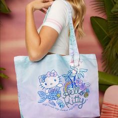 Hello Kitty Blue Mermaid Tote Beach Bag New Condition! Limited Edition! Discontinued! Does Not Include Charms!! Sanrio Tote, Mermaid Tote Bag, Sanrio Bags, Sanrio Bag, Rainbow Belts, Friends Cartoon, Hello Kitty Purse, Kawaii Bag, Tote Beach Bag