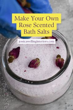 These pretty rose-scented bath salts smell just as good as they look. They’re perfect for homemade gifts! Bath Recipes Diy, Soy Wax Candles Diy, Epsom Salt Magnesium, How To Make Bubbles, Rose Bath Salts, Bath Salts Diy, Bath Recipes, Rose Bath, Pretty Rose