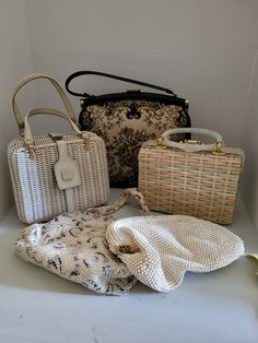 This is a lot of 6 vintage purses and gloves! All in Great condition for their age! These date back to the 1920s and go to the 50s, no flaws Except the Cream with Gold decor has some wear from age and will need some small glue repair and beaded clutch has lost some beads! Buy one each or the whole lot for reduced price! Vintage Cream Bags For Vintage Events, Vintage Cream Bags, Wedding Bags, Wedding Bag, Beaded Clutch, Vintage Purses, Vintage Purse, Oct 1, The 1920s