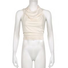 Style: Sexy Fit: Regular Fabric: Polyester Pattern: Solid Element: Tie,Backless Top Length: Long Neckline: Hooded Product Type: Tank Top Main Composition: Polyester Season: Summer White Halter Neck Top For Club, Y2k Stretch Sleeveless Tube Top, Y2k Style Stretch Sleeveless Tube Top, Stretch Y2k Tube Top, White Halter Neck Tank Top For Club, Trendy Club Vest Top, Y2k Style Sleeveless Stretch Halter Top, Y2k Style Stretch Halter Top, White Sleeveless Crop Top For Club