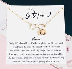 "For Best Friend - Best friend Necklace - best friend Birthday - Long distance Best friend - Best Friend birthday - Best Friend jewelry by Reflection of memories Amazing gift idea for your bestie. Make her feel deeply appreciated and valued with this special eternity necklace personalized with 2 initials: yours and hers. The Infinity charm is a symbol of connection, a traditional love symbol that celebrates your forever love. Celebrate the beautiful bond of friendship with this dainty and elegan Inspirational Jewelry For Friendship Gift, Personalized Necklace For Best Friend Gift, Mother's Day Friendship Charm Necklace, Adjustable Charm Necklaces For Mother's Day And Friendship, Inspirational Charm Necklace For Best Friend And Mother's Day, Customized Necklace For Best Friend Or Mother's Day, Customized Necklace For Best Friend For Mother's Day, Customizable Necklaces For Best Friend And Mother's Day, Customized Necklace For Best Friend Gift On Mother's Day